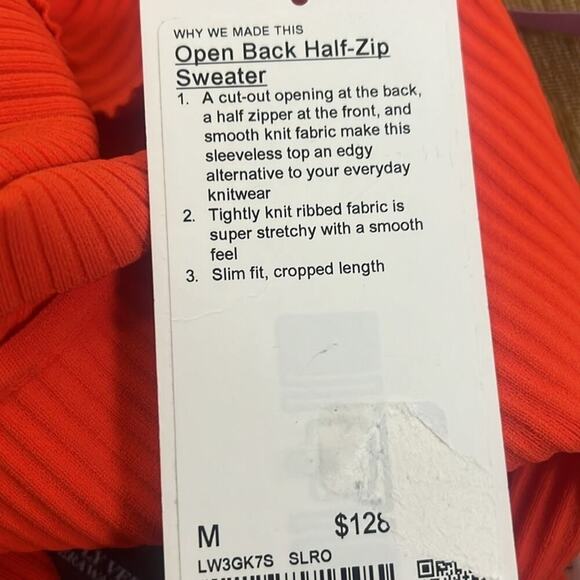 LULULEMON ATHLETICA NWT OPENED BACK‎ HALF-ZIP SWEATER SIZE M - Picture 5 of 7